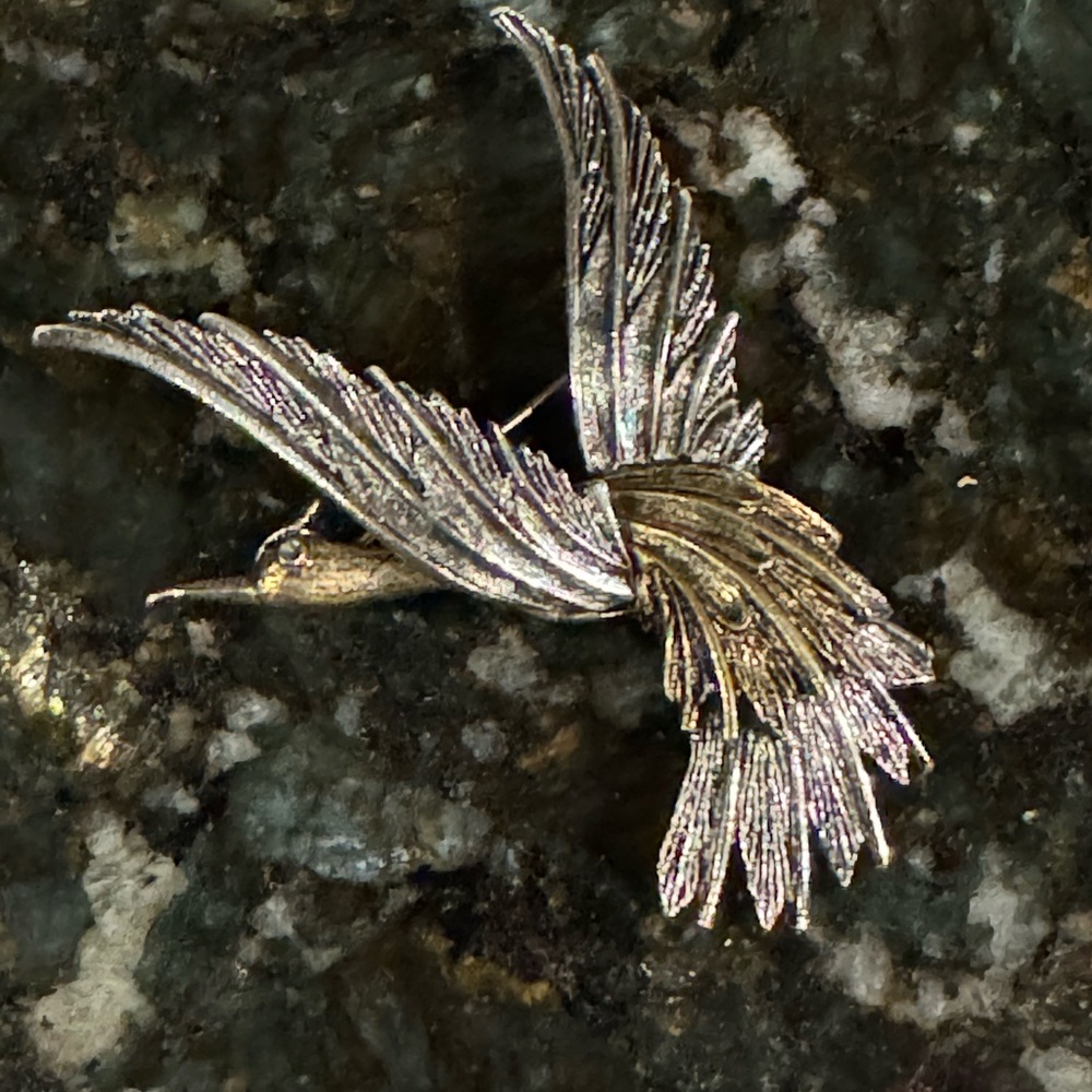 Vintage ART Signed Arthur Pepper Flying Bird Crane Gold Tone Brooch Pin 3"